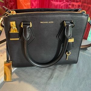 Michael Kors Collection beautiful black bag with amazing details gold ha…
